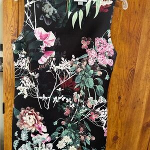 Calvin Klein floral on black scuba material dress. Size large.  UEC